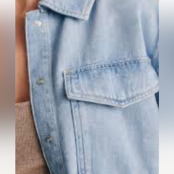Sezane Sandrine Shirt Size 42 US 10 Snow Blue denim  Button Up Shacket - Picture 5 of 15